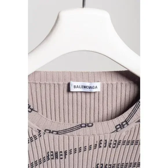 Balenciaga Brown BB Monogram Long Sleeve Top Viscose/Polyester - Picture 3 of 3